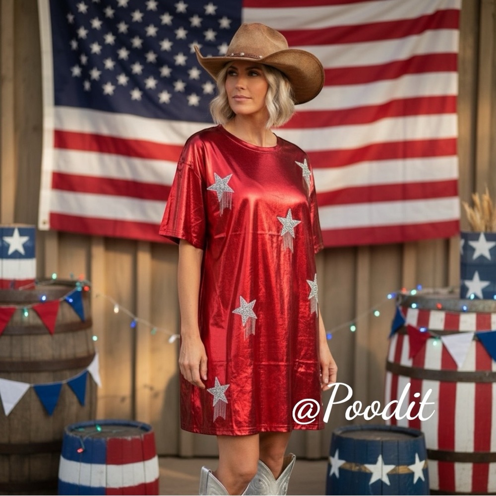 FANTASTIC FAWN metallic red embellished dress S M L